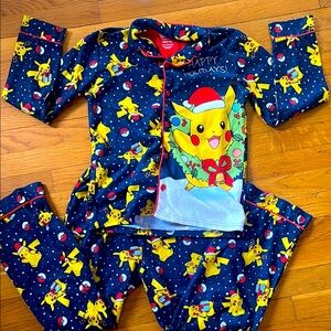 Pikachu Kids Pajamas - Festive Blue and Yellow